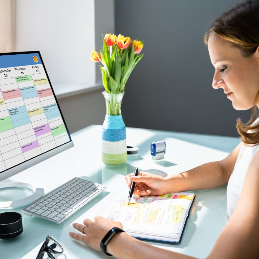 Business owner planning calendar